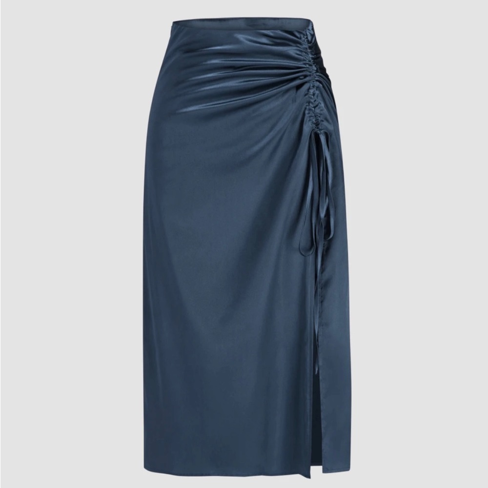 Blue silk skirt